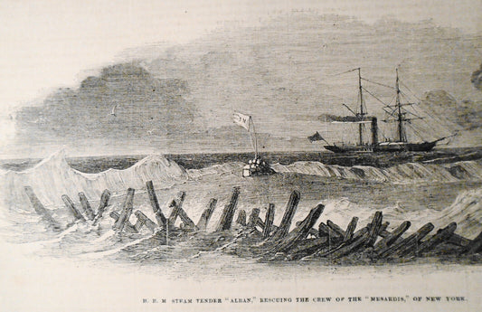 H.B.M. Steam Tender "Alban" Rescuing The Crew Of The "Mesardis" - Gleason's 1852
