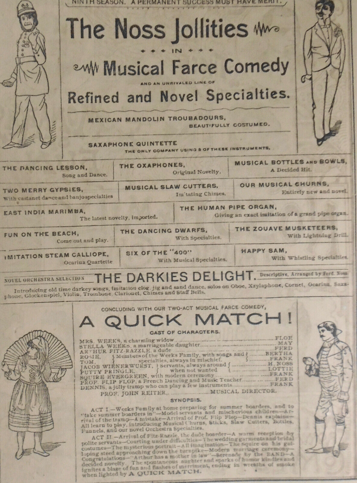 1893 Noss Family in Musical Comedy program - Elyria Opera House, Ohio