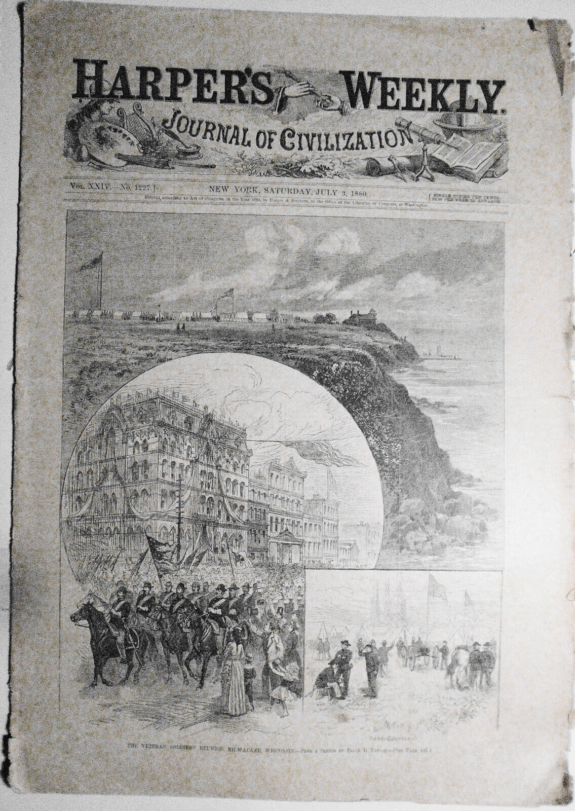 HARPER'S WEEKLY July 3, 1880 - Wreck of the Narraganett; Squidding; Veterans etc