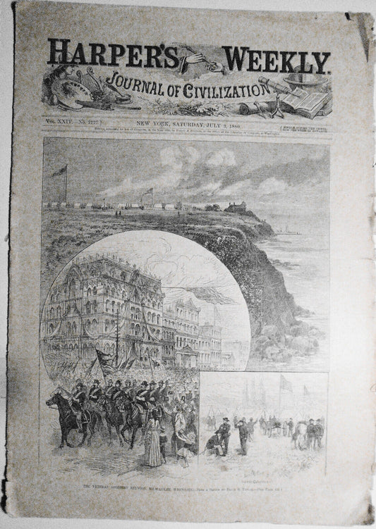 HARPER'S WEEKLY July 3, 1880 - Wreck of the Narraganett; Squidding; Veterans etc