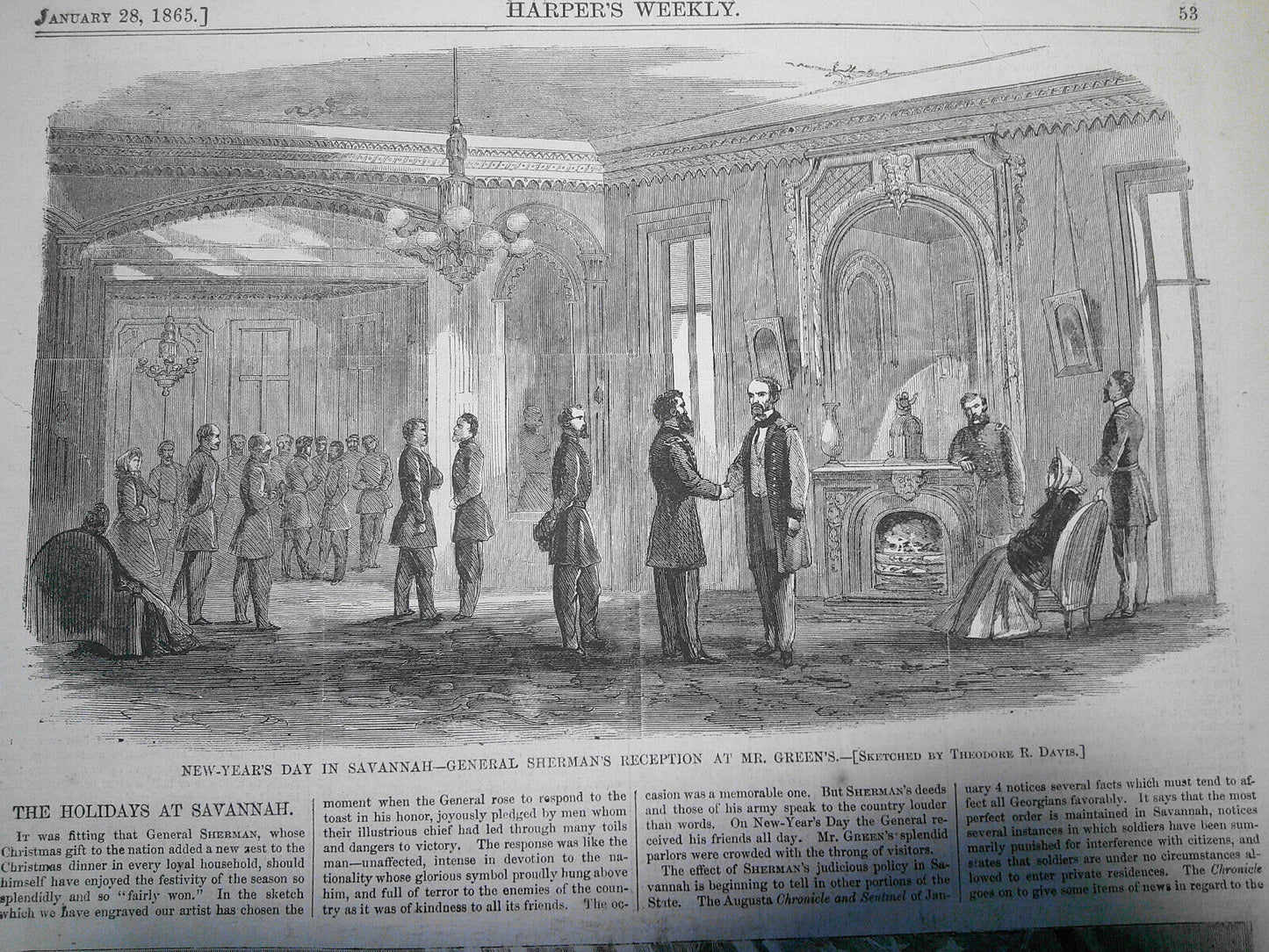 [Sherman] Holidays at Savannah :  Christmas & New Year's, Harper's Weekly, 1865.