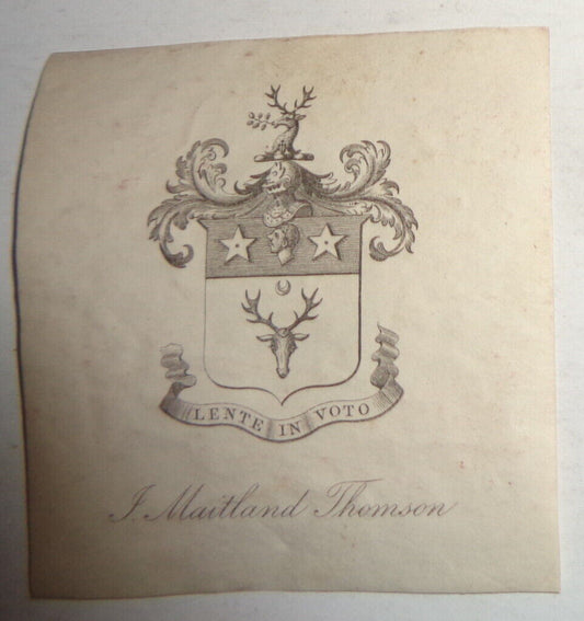 J Maitland Thomson - Scottish Armorial Bookplate. Mid 19th century