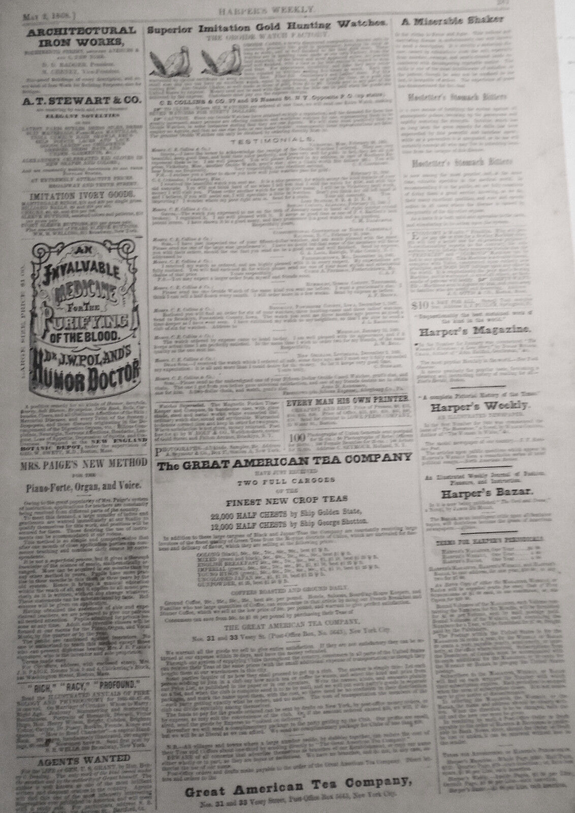 Harper's Weekly May 2, 1868  Sioux Ambush; Erie Railroad Disaster, Japanese Revo