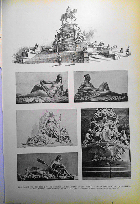 Washington Monument to be Erected... Fairmount Park, PA . Harper's Weekly, 1900