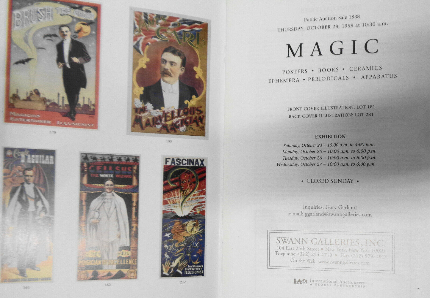 Swann Galleries, MAGIC: Books - Posters - Books - Ceramics - Ephemera, Oct, 1999