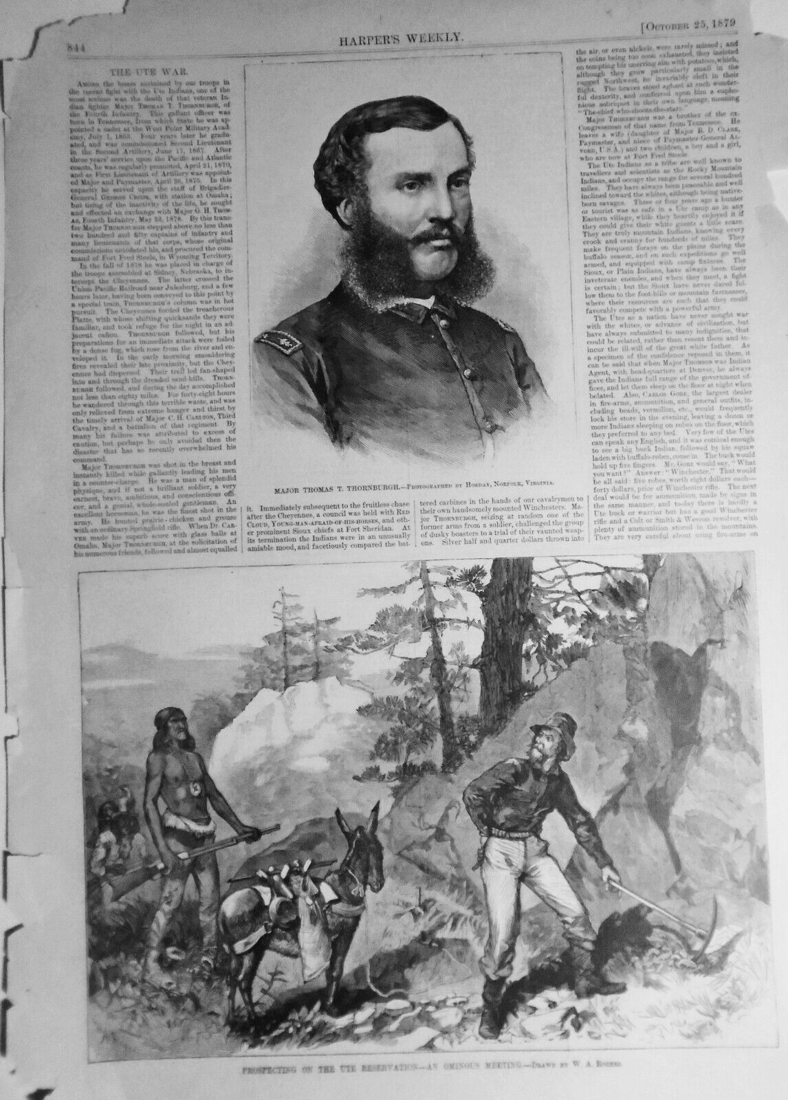 Prospecting On The Ute Reservation - an Ominous Meeting -- Harper's Weekly, 1879