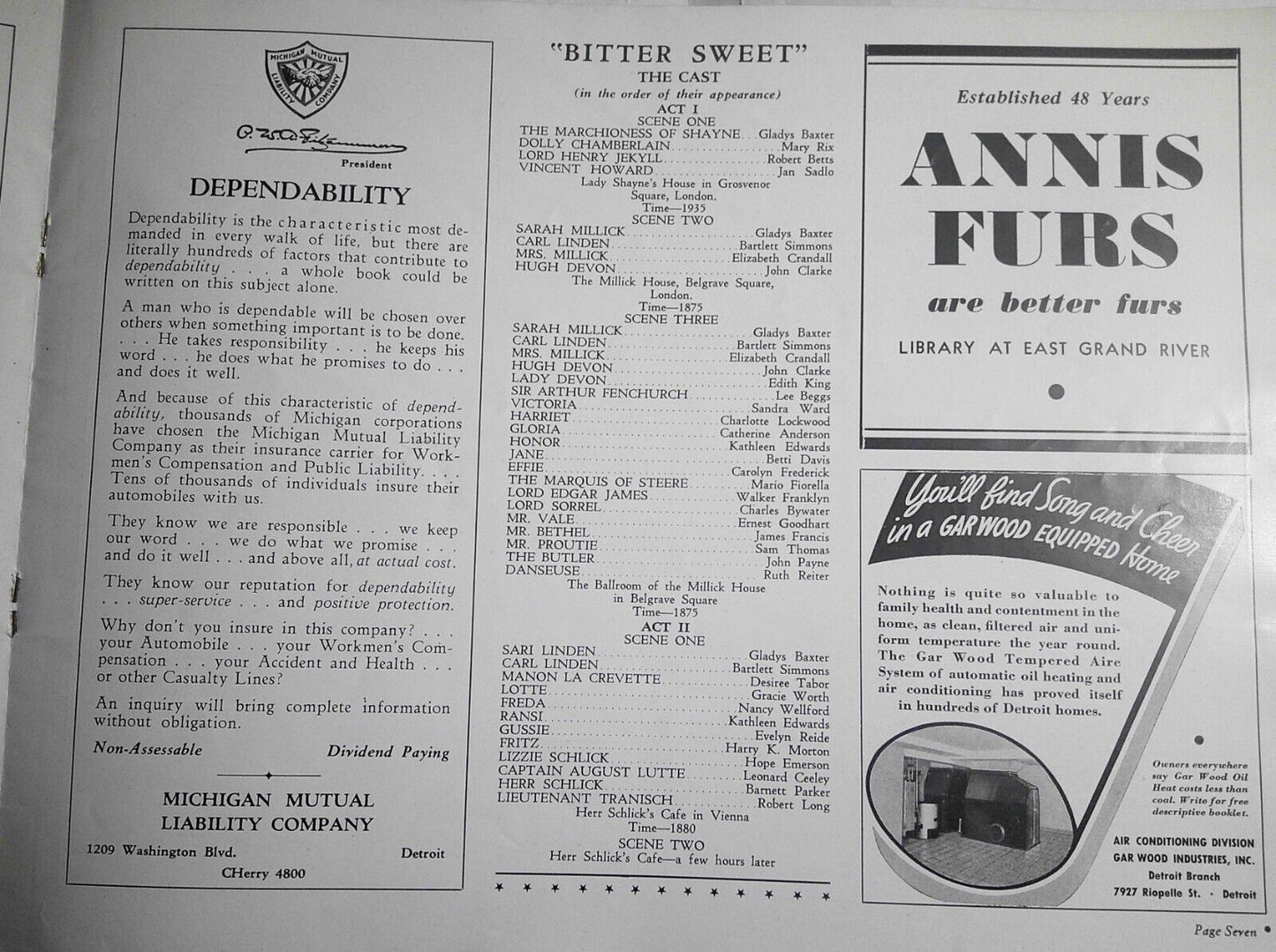 1935 Opera Under The Stars - 3 Programs: Rose Marie, Blossom Time, Bittersweet