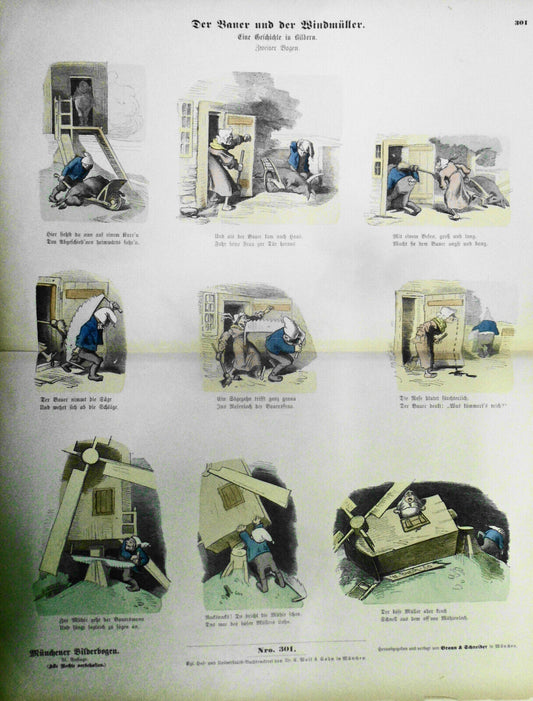 1890 Der Bauer und der Windmüller - Münchener Bilderbogen N. 301; Wilhelm Busch