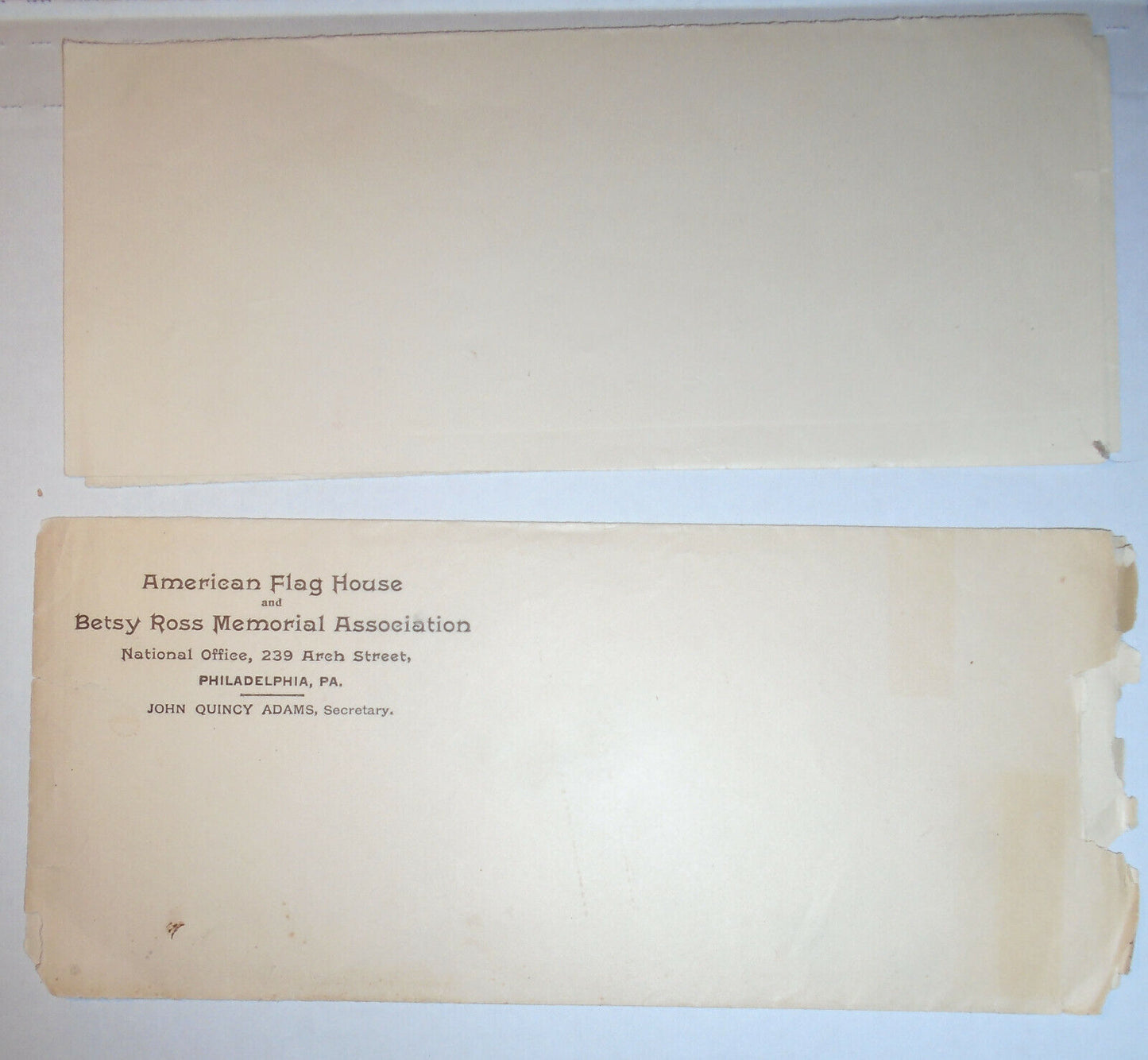 American Flag House & Betsy Ross Memorial Association 1899 - Sample Certificate