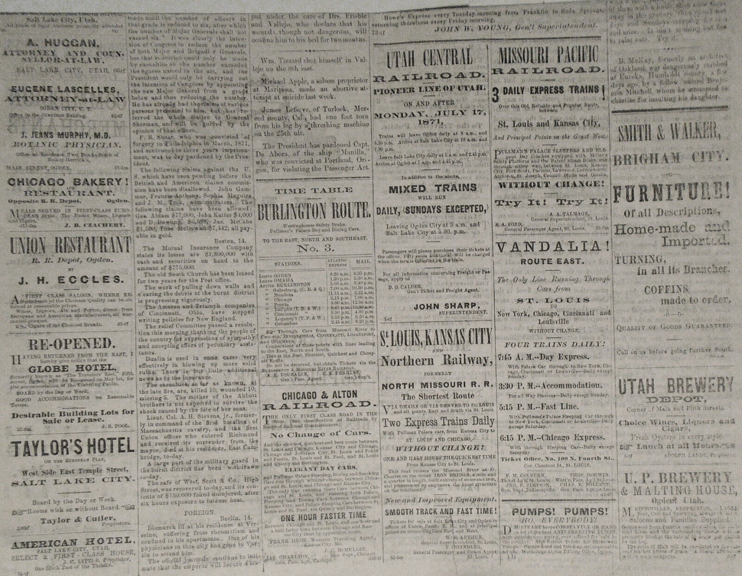 The Ogden Junction, November 15, 1872 -  Utah - Extraordinary female crime life