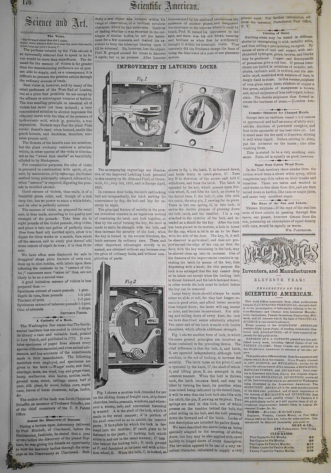 Scientific American, February 9, 1856. Machines for Marble Sawing & Weaving Wire