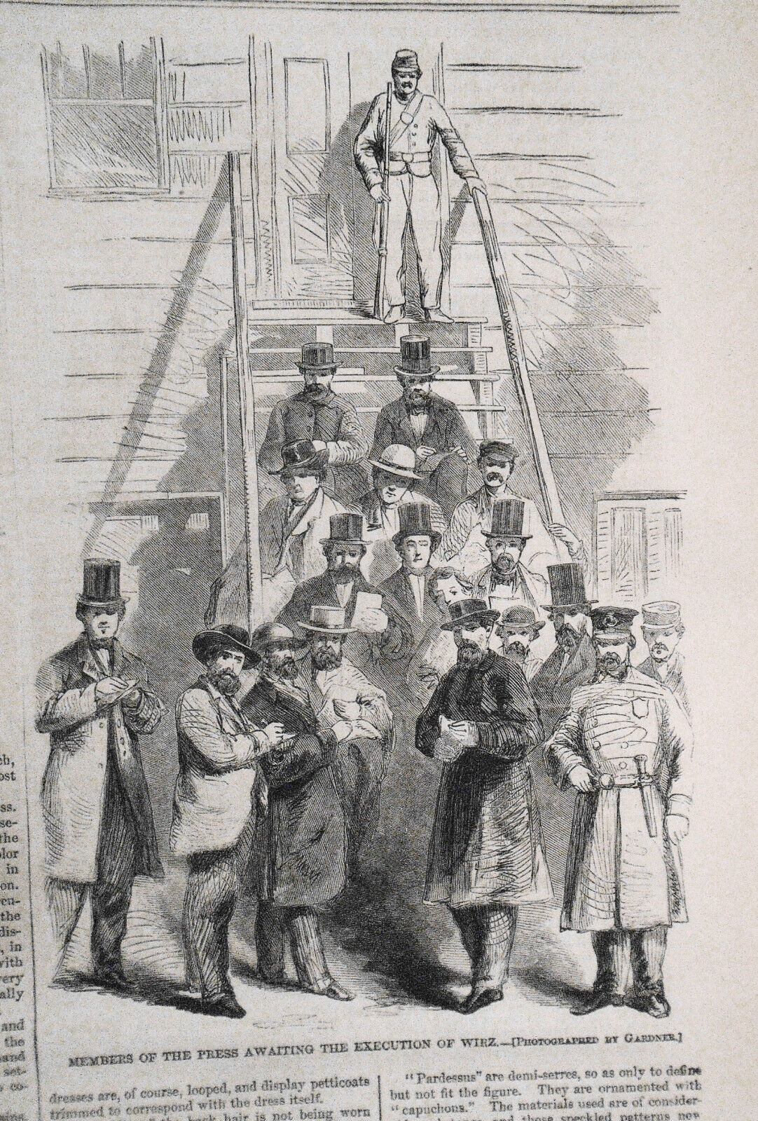 Execution of Captain Wirz. Original, Story & 4 Prints - Harper's Weekly, 1865