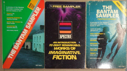3 Bantam Sampler Science Fiction books - 1977 & 1985