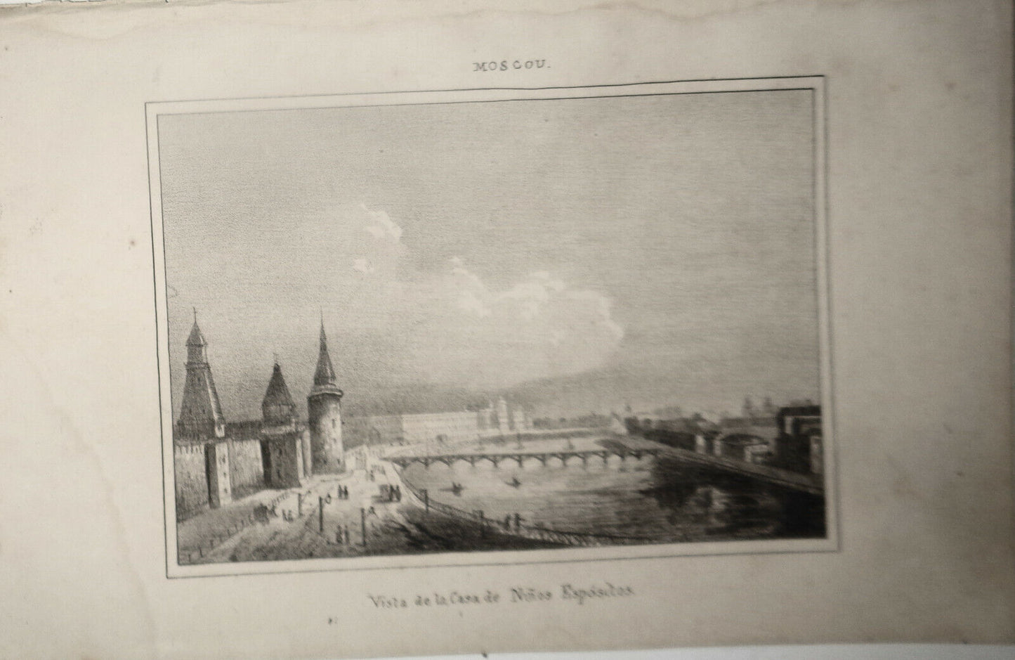 1840 Moscow : Vista de la casa de Ninos Espositos - engraving. Chopin : Russia