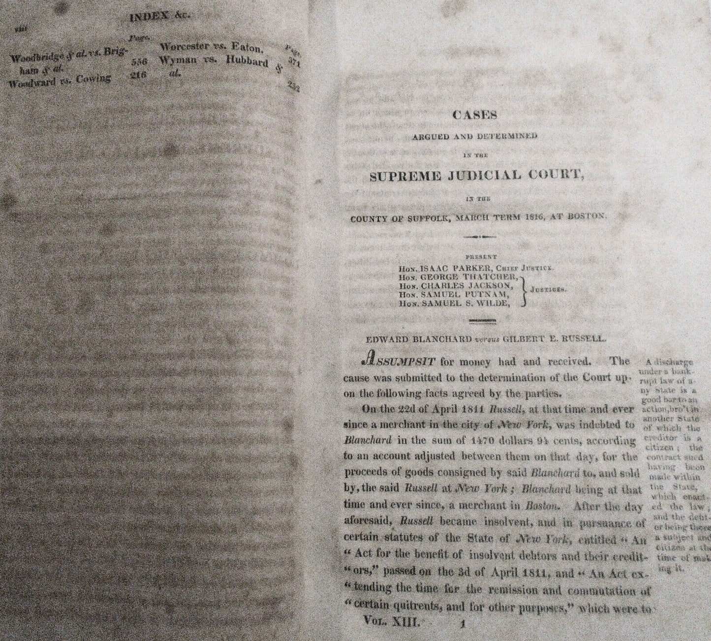 1817 Reports of Cases ...in Supreme Judicial Court of Massachusetts, Vol. XIII