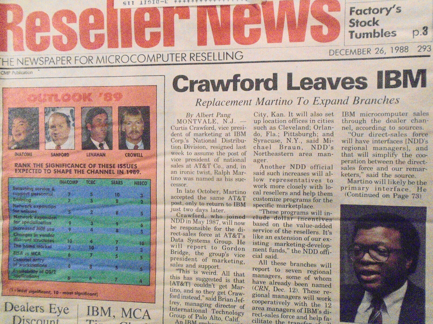 Computer Reseller News December 26, 1988 - Crawford leaves IBM for AT&T, etc