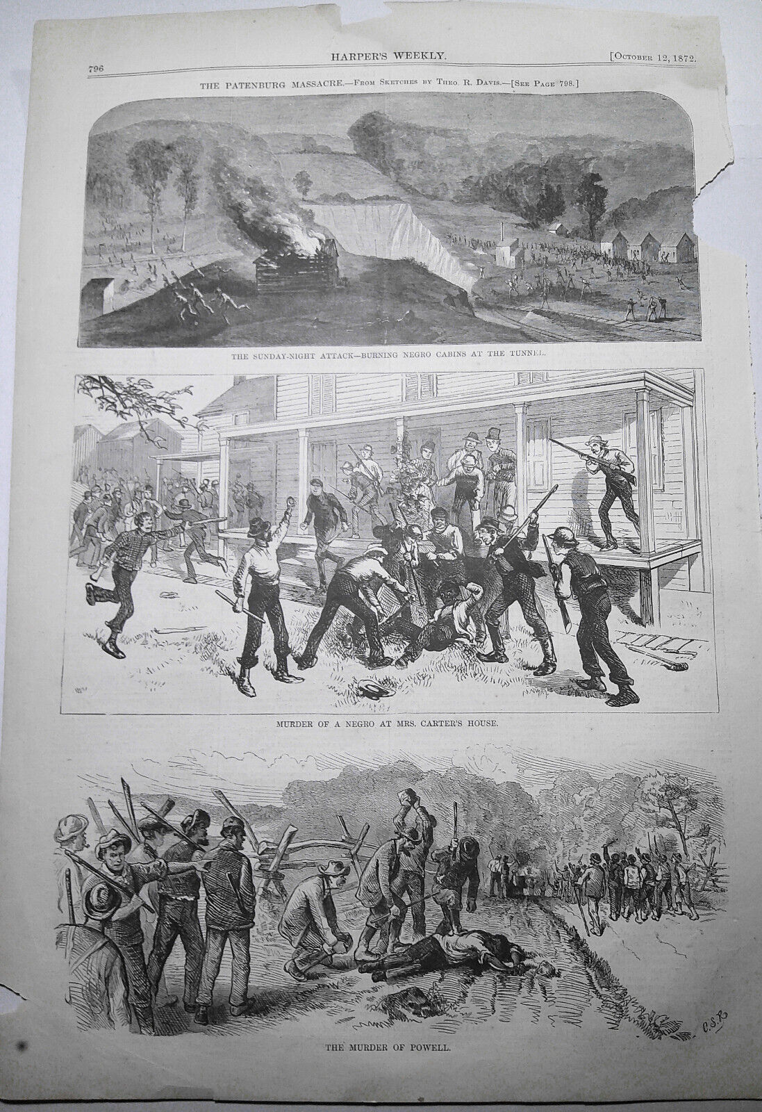 Patenburg Massacre, Killing of Denis Powell - Harper's Weekly, October 12, 1872