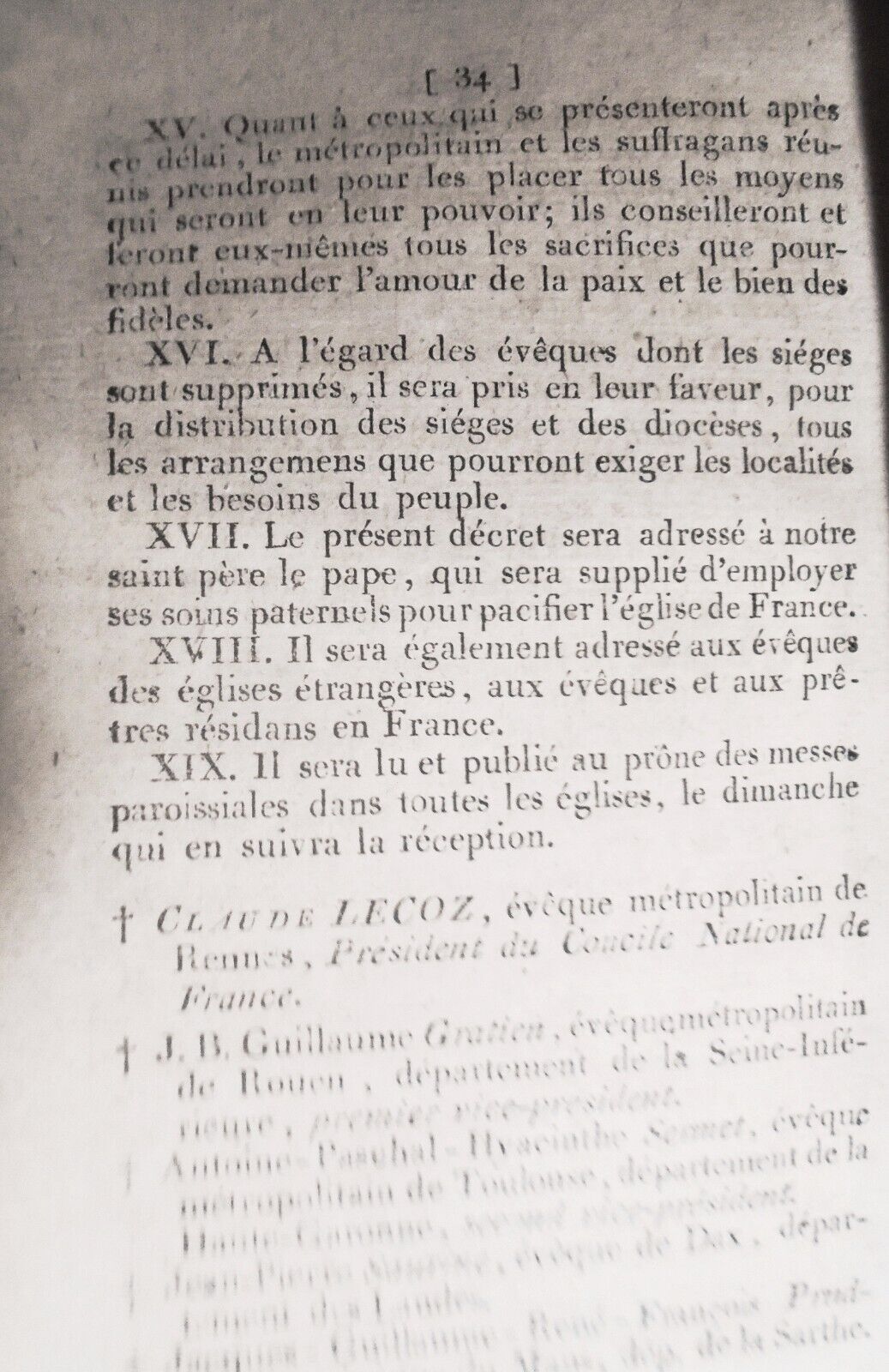 1797 Décret de pacification proclamé par le Concile national de France