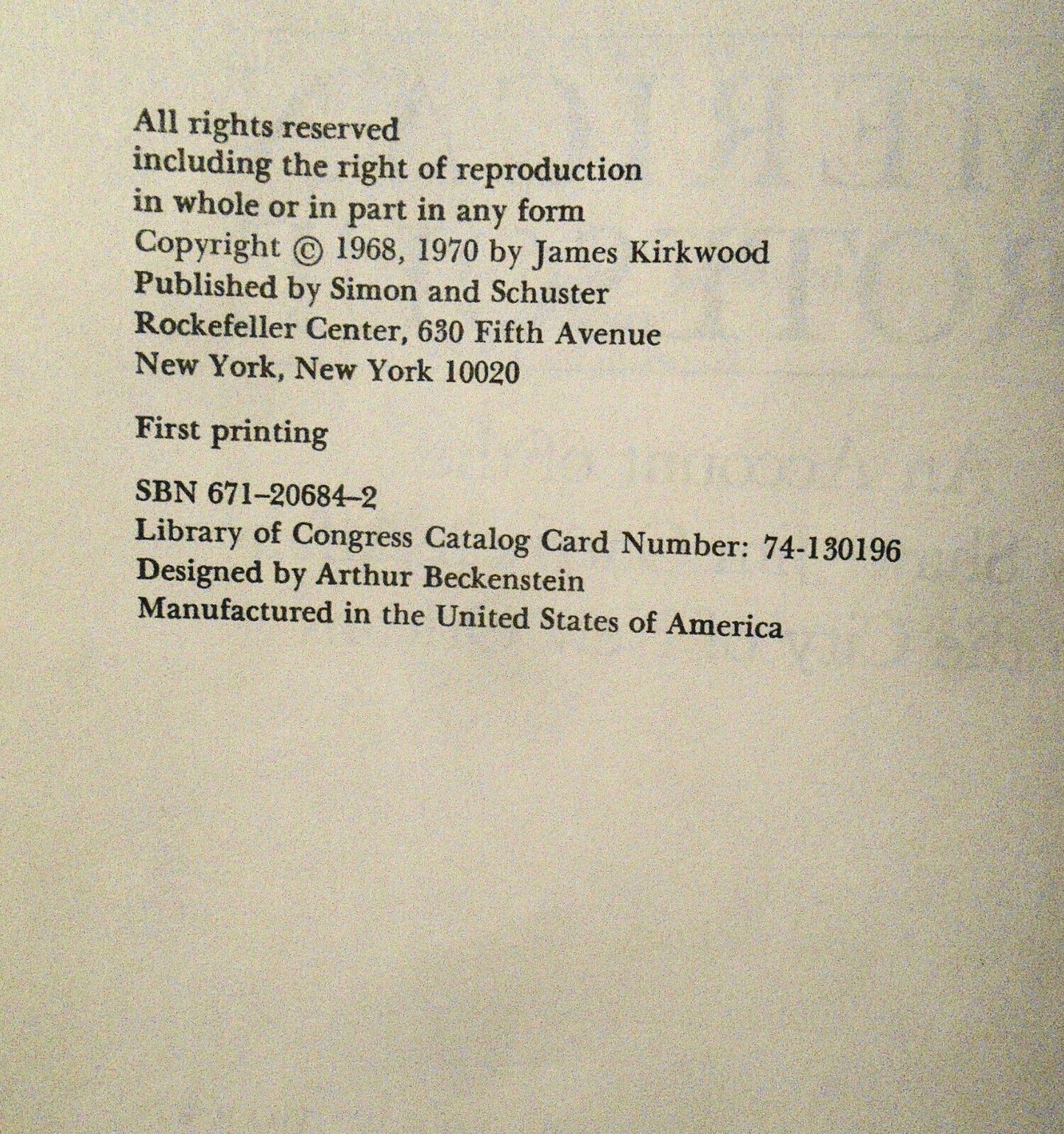 [Kennedy] American Grotesque, by James Kirkwood. SIGNED by author & Clay Shaw.