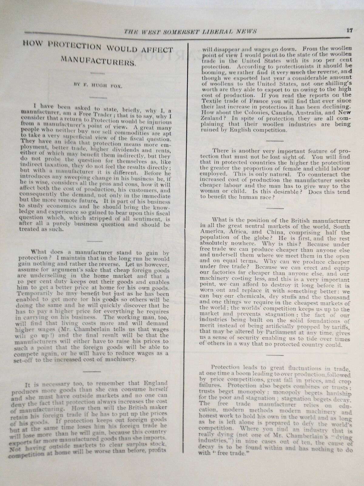 1905 West Somerset Liberal vs. Conservative dueling Publications July '05