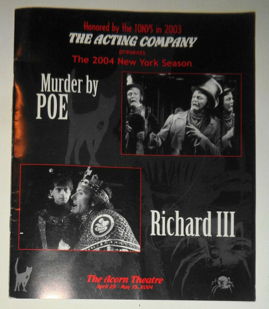 MURDER BY POE / RICHARD III - SOUVENIR PROGRAM - THE ACORN THEATRE, NYC  2004