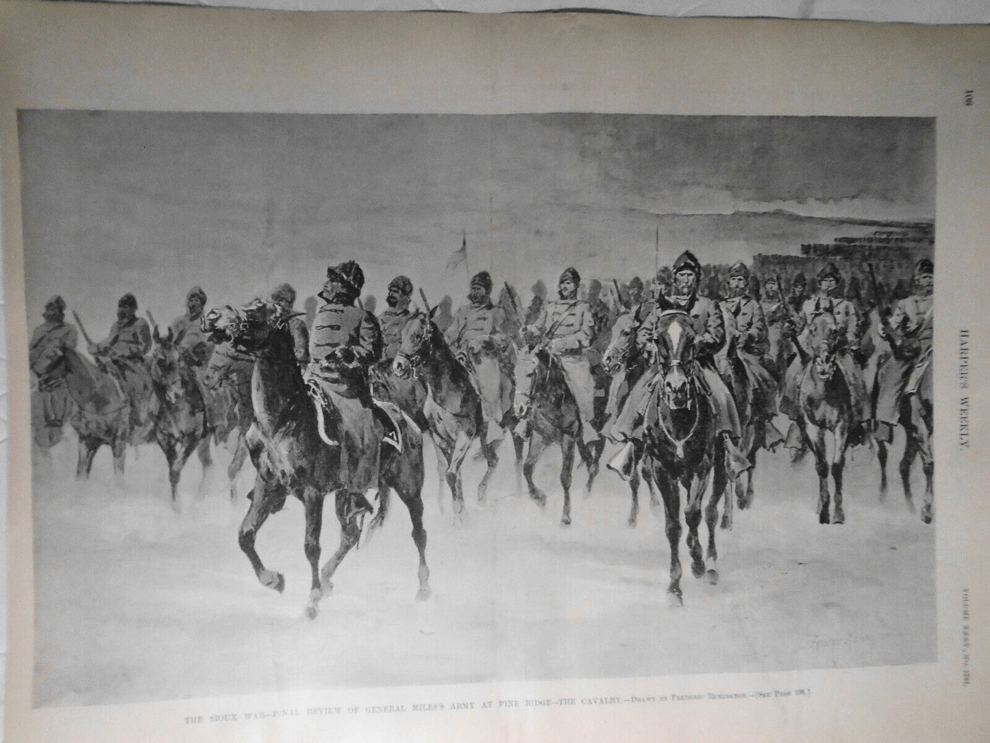 1891 Remington : The Sioux War - Review Of General Miles's Army - 2 prints orig