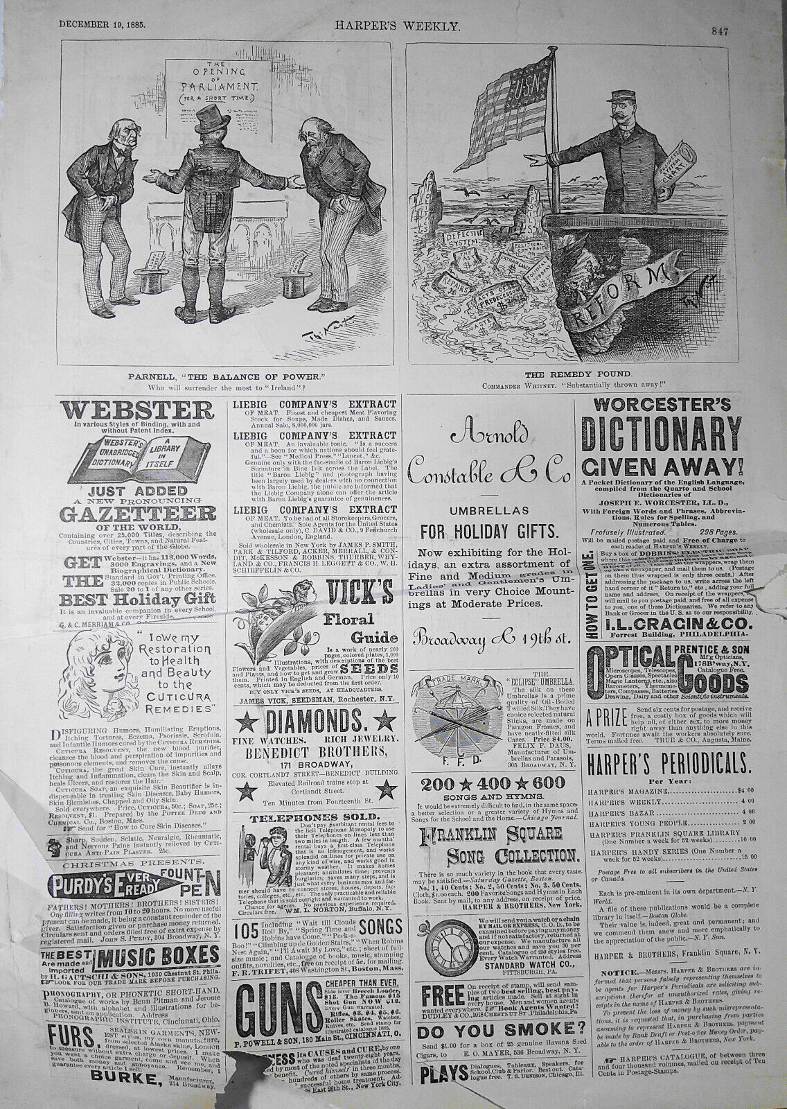 The President's Message Is Long. By Thomas Nast. Cartoon in Harper's Weekly 1885