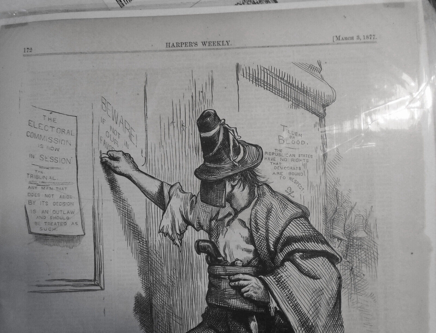 More bravado? By Thomas Nast. March 3, 1877 Harper's Weekly [Samuel Tilden]