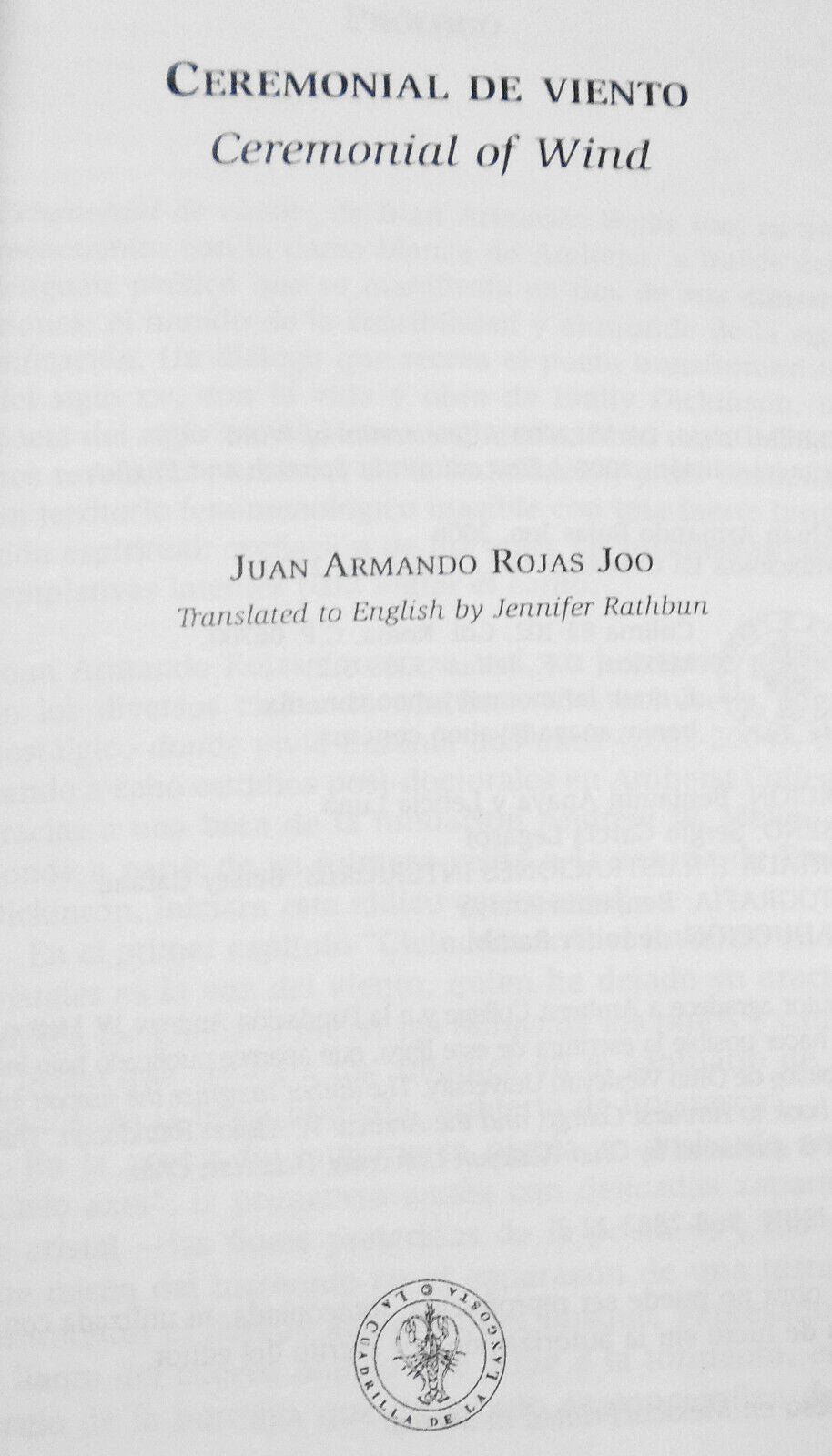 Ceremonial de Viento = Ceremonial of Wind - [SIGNED], by Juan Armando Rojas Joo