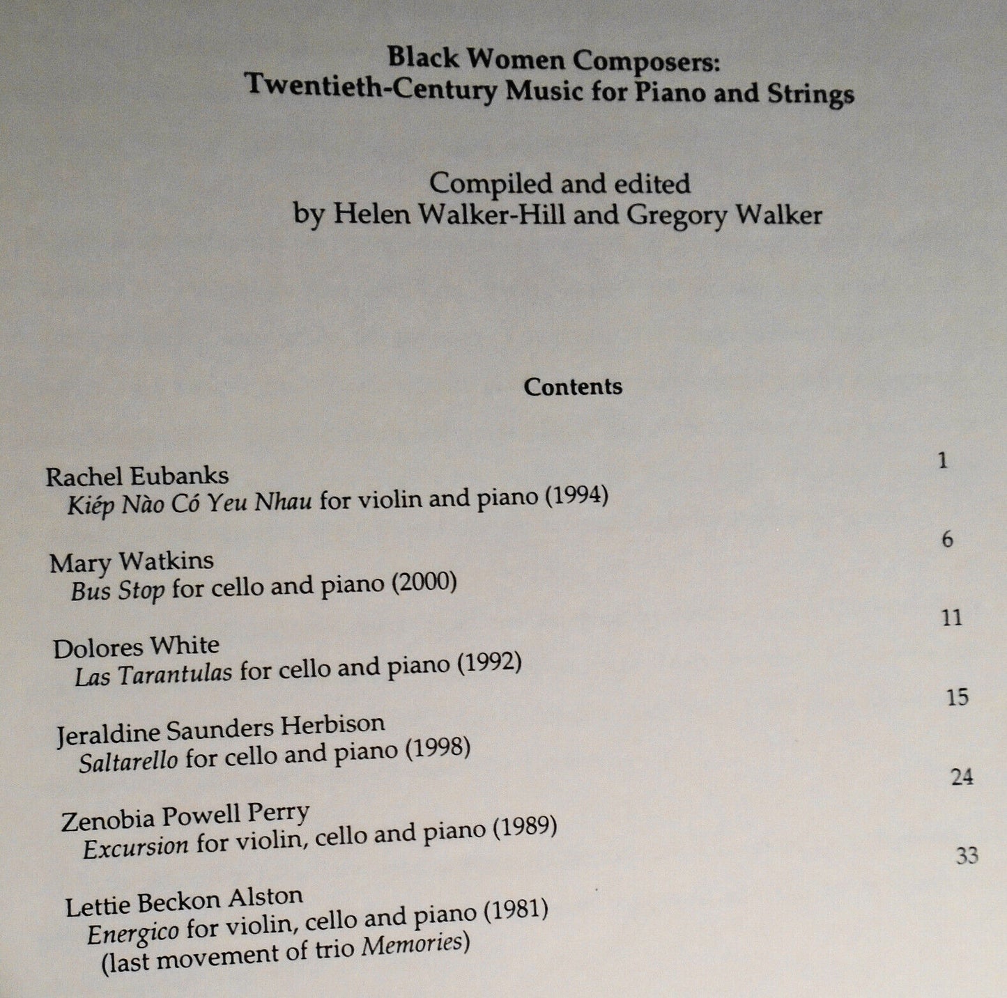 Black Women Composers : twentieth century music for piano and strings - 2003