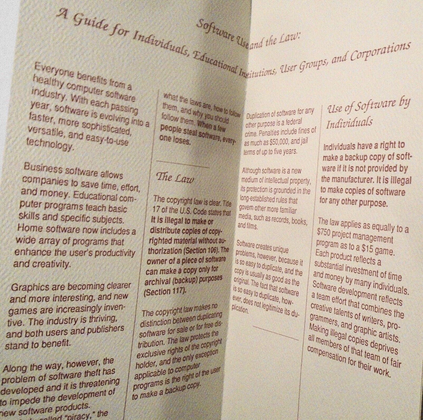 Software Publishers Association Membership Application and Literature - 1989