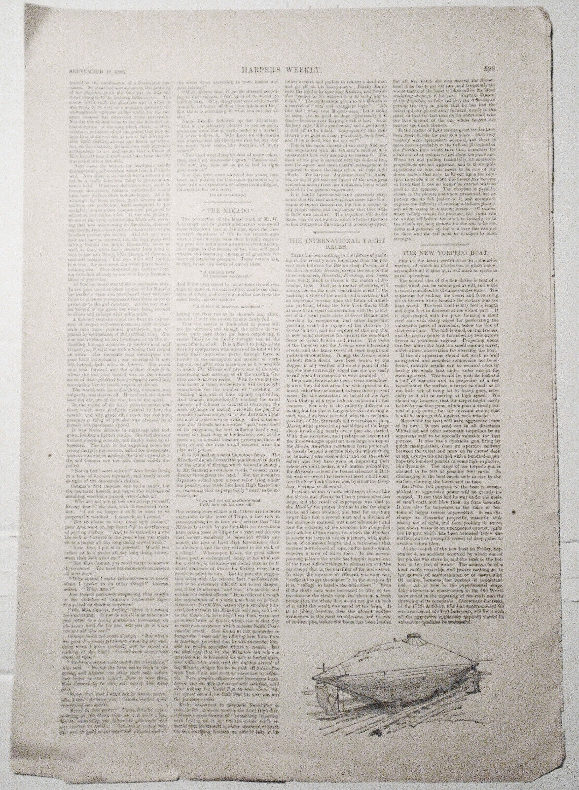 International Yacht Races : Puritan Muzzling Jib Topsail - Harper's Weekly 1885
