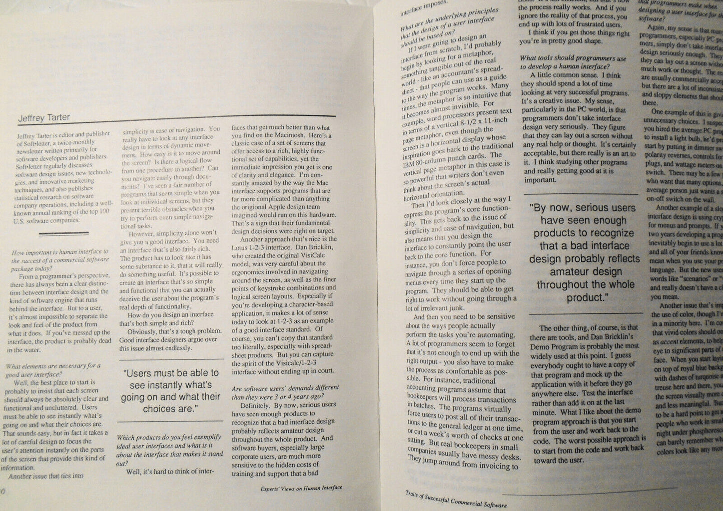 Experts' Views on Human Interface Traits of Successful Commercial Software. 1988