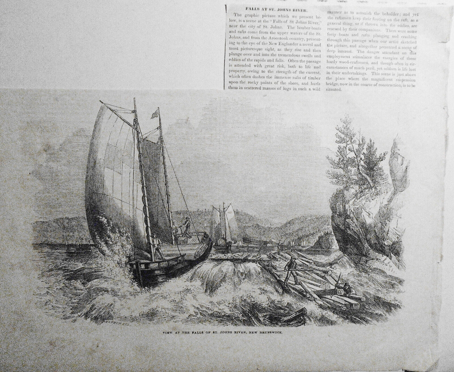 View At The Falls Of St. Johns River, New Brunswick. Gleason's Pictorial, 1852