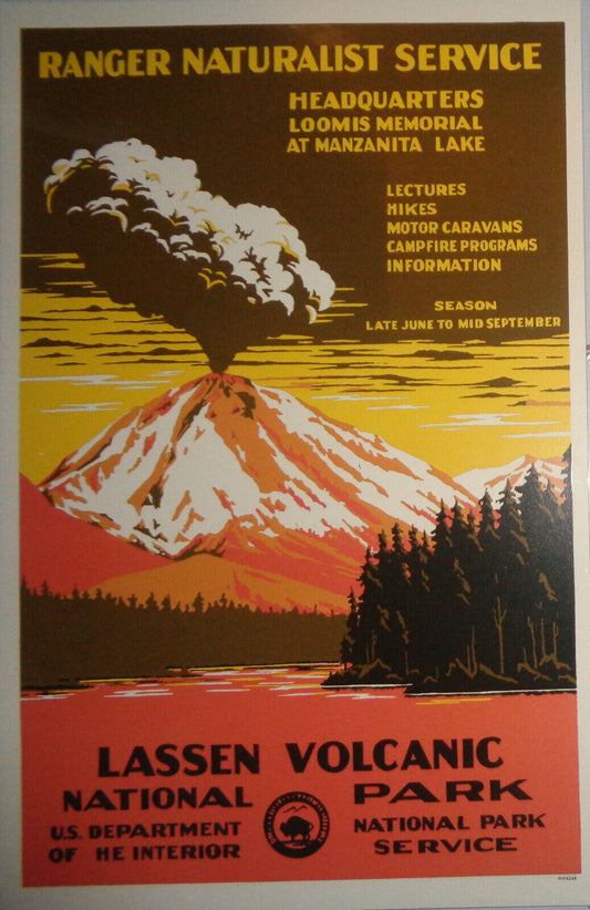 Ranger Naturalist Service Lassen Volcanic National Park - Window card Poster