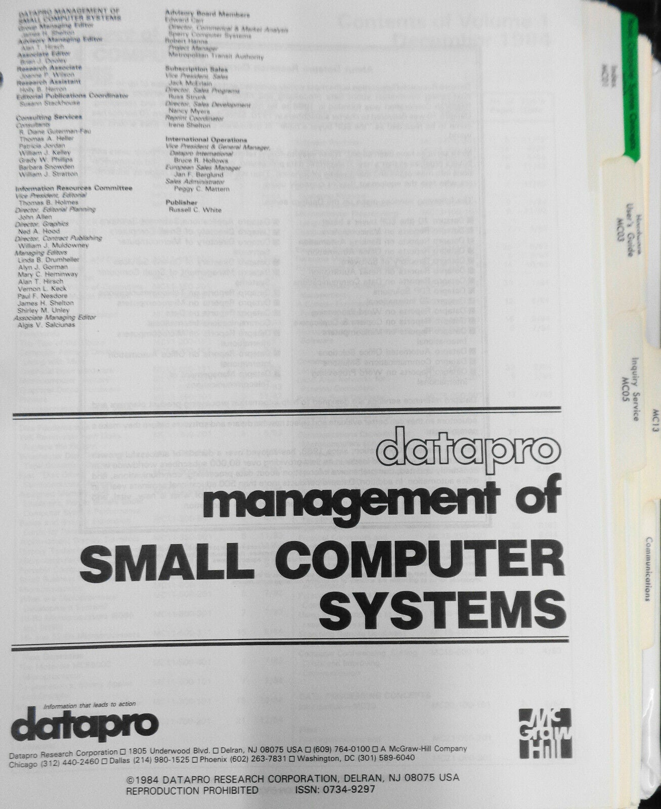 Datapro management of microcomputer systems, 1984. 2 Vol. Set.