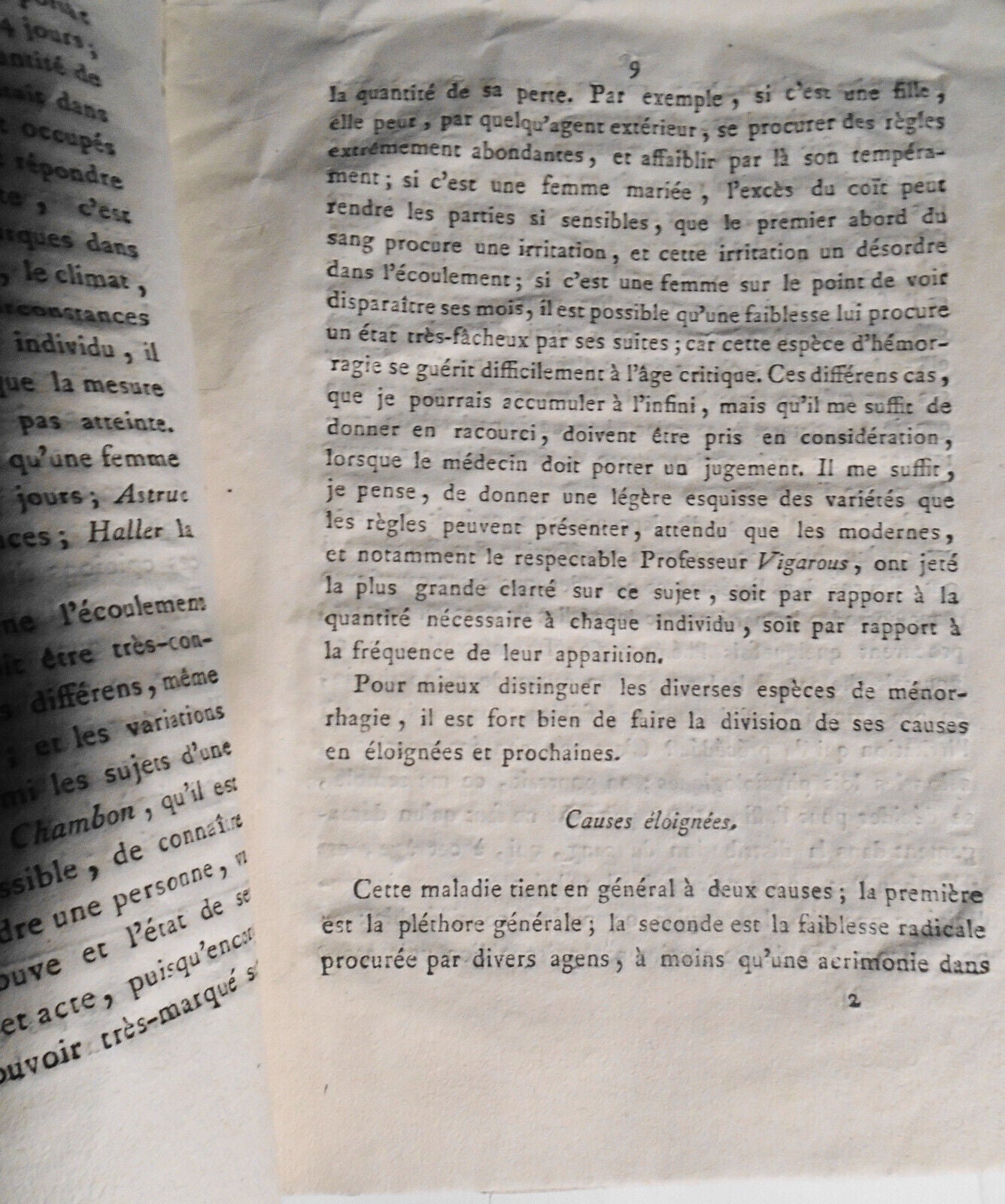 1805 Dissertation sur la Ménorrhagie, ou flux immodéré des règles