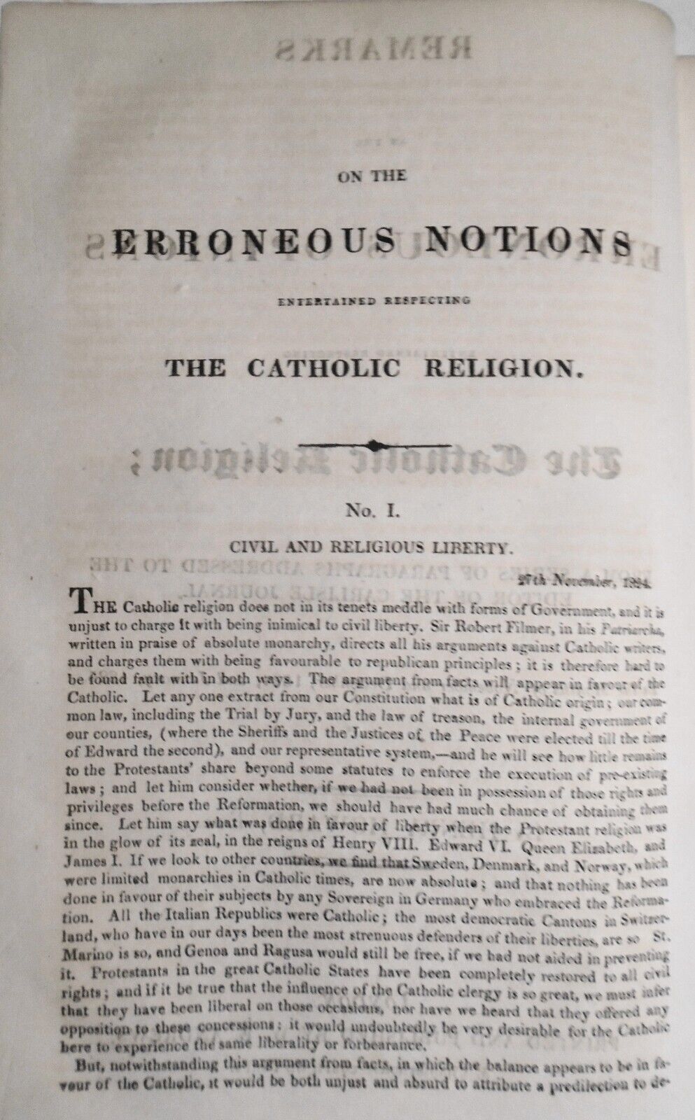 1825  Remarks on erroneous opinions entertained respecting the Catholic religion