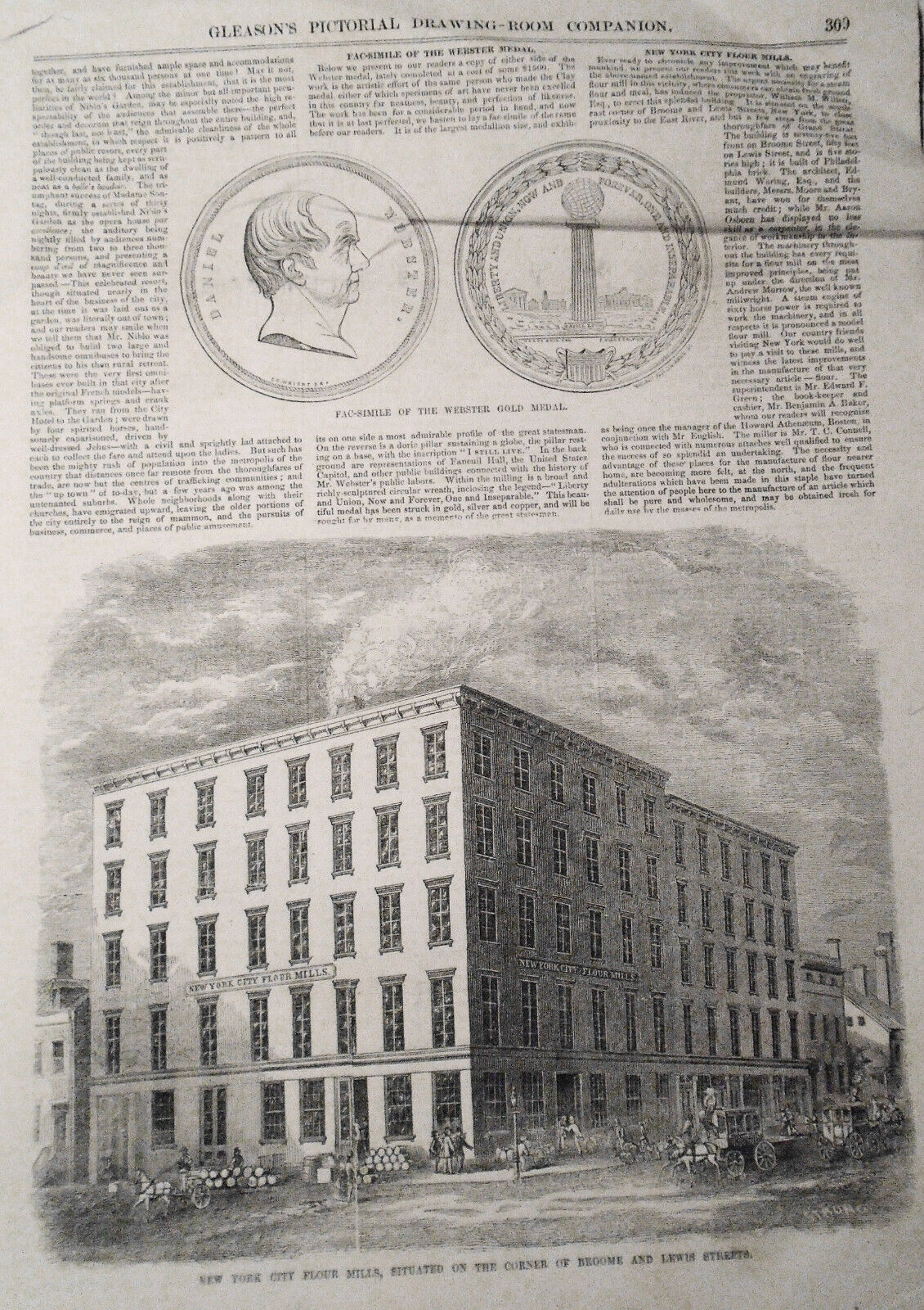 New York City Flour Mills - Gleason's Pictorial 1850s