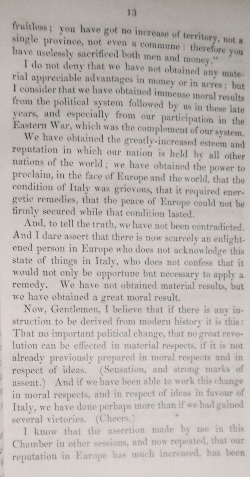 1858 The speech of Count Cavour... foreign sovereigns.. political assassination