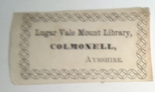 Lugar Vale Mount Library, Colmonell, Ayrshire- Ex Libris Bookplate