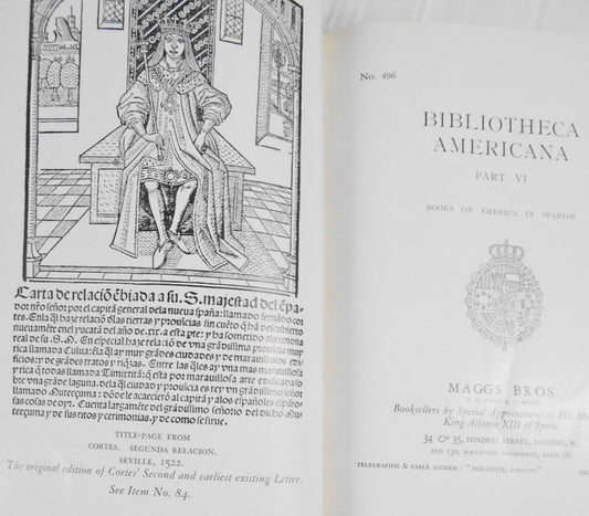 1927 Books on America in Spanish : Bibliotheca Americana Part 6, Maggs Bros #496