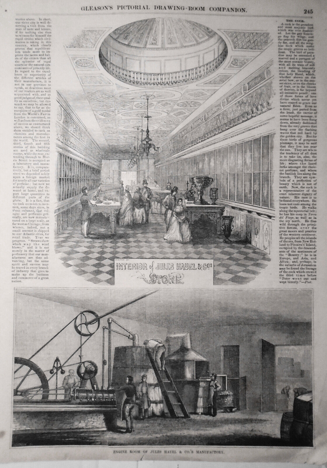 Jules Hauel & Co's Perfumery Store - 1853 - Original 2 Pages, Story & 3 Prints
