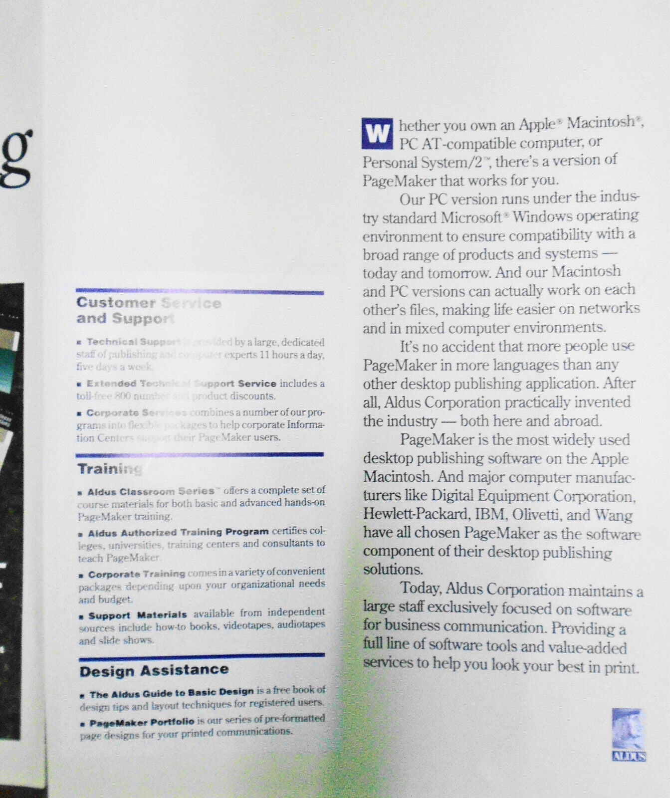 Aldus PageMaker - 1988 Advertising Promo Brochure
