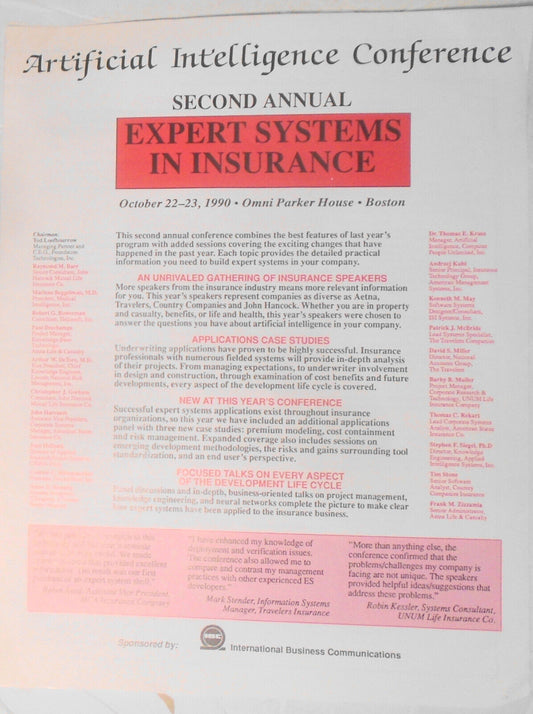 1990 2nd Annual Artificial Intelligence Conference...  in Insurance - Program