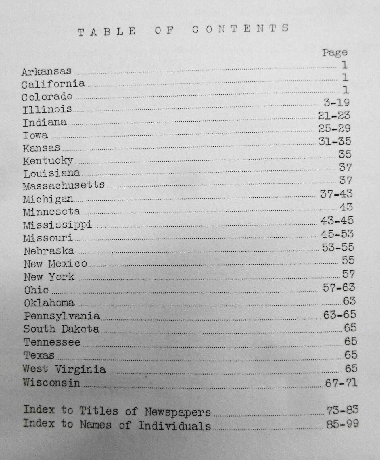1939 WPA Check list of Kellogg collection of "Patent inside" newspapers of 1876