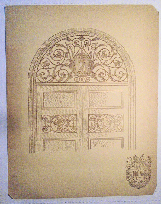Antique Wrought Iron Door, by Pitt Iron Works, N.Y.  -- original 1854 flyer