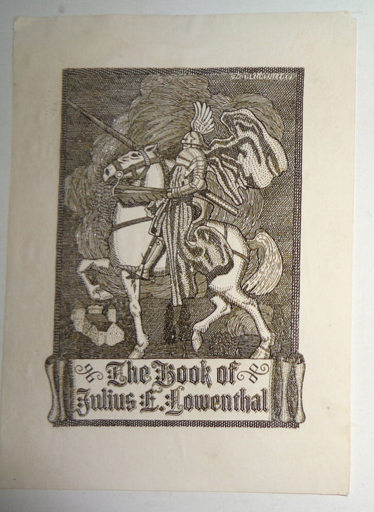 Julius E. Lowenthal Ex Libris Bookplate designed by Franklin Bittner -circa 1939