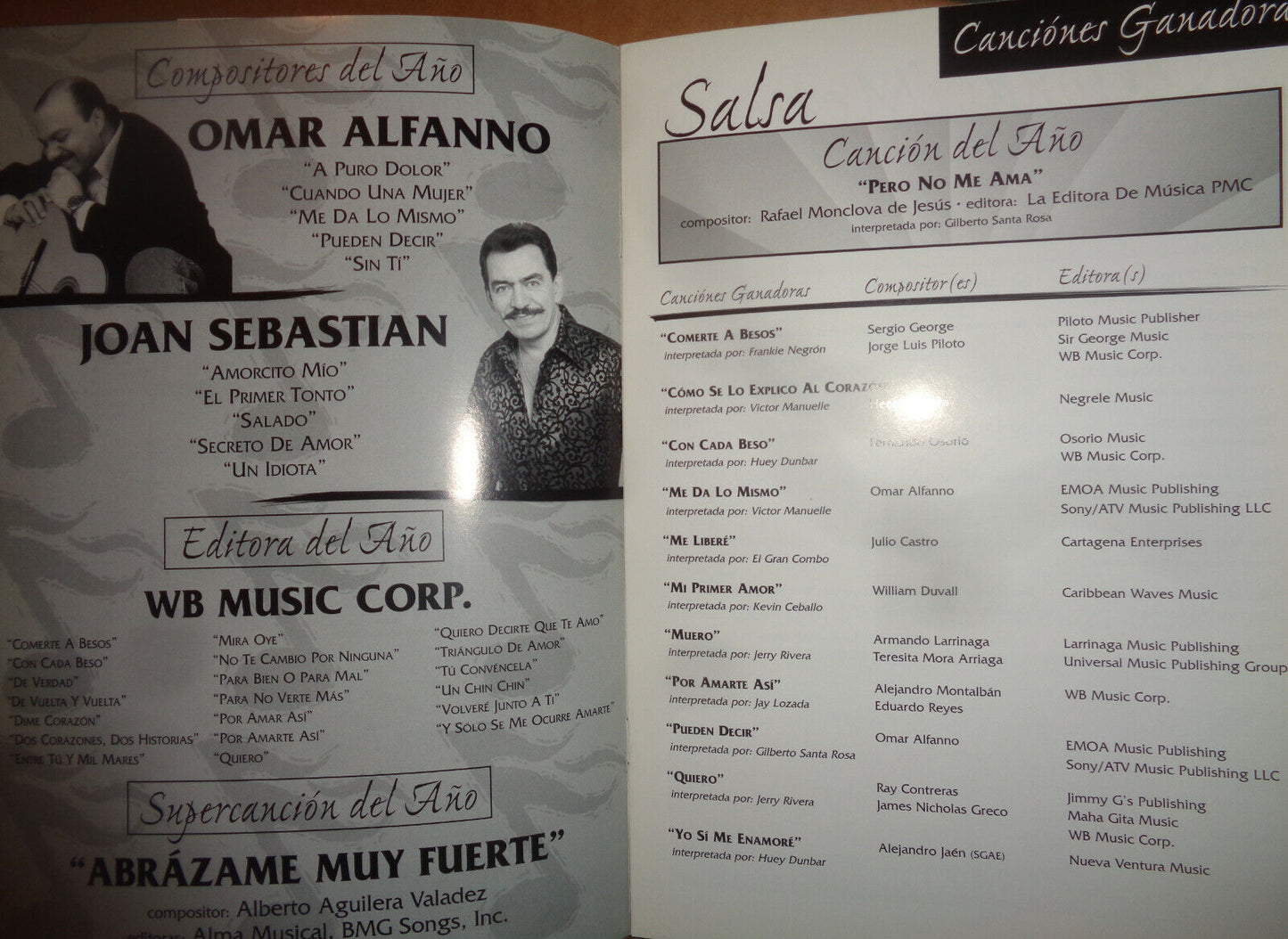 El Premio ASCAP 2002 - Souvenir Program - Gilberto Santa Rosa, Joan Sebastian