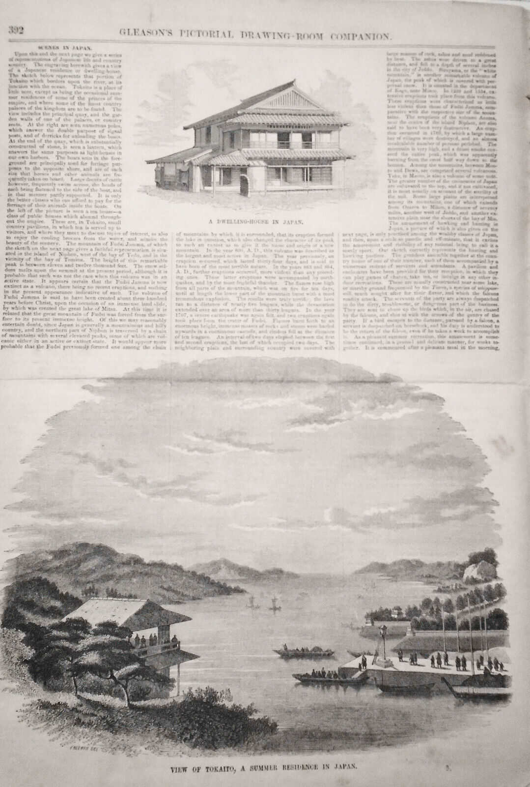 Gleason's Pictorial, June 24, 1854. Wyoming Valley; Japan Scenes; Frigate Fulton